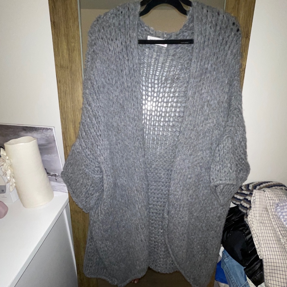 Loose Knit grey long cardigan
